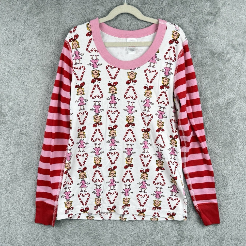 Hanna Andersson Pajama Top Womens S‎ Grinch Cindy Lou Who Stripe Organic Cotton